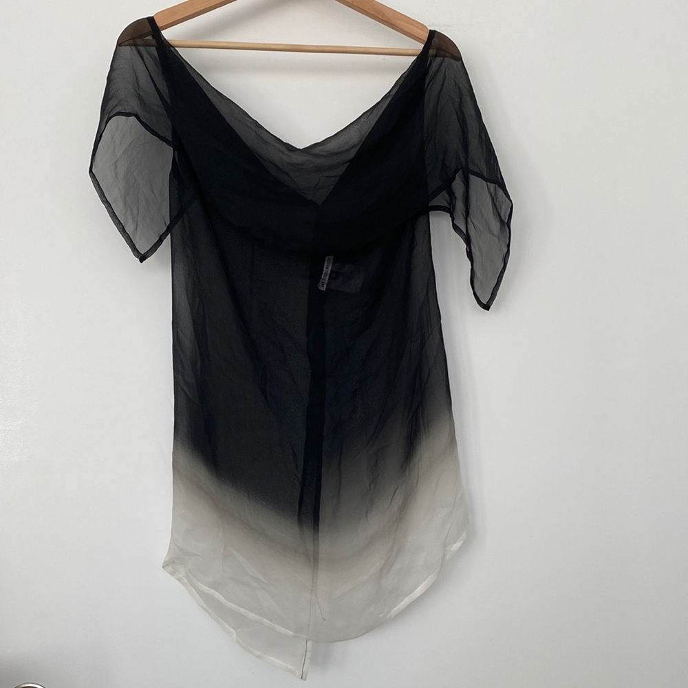 Ann Demeulemeester Sheer Ombre Black & White Silk Top (Size 40 euro)